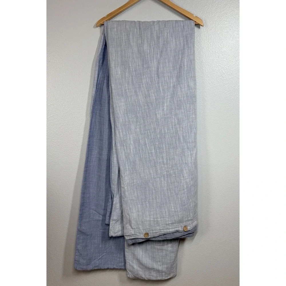 Pottery Barn Dorm Twin Duvet Cover Blue Chambray Cotton Button Closure